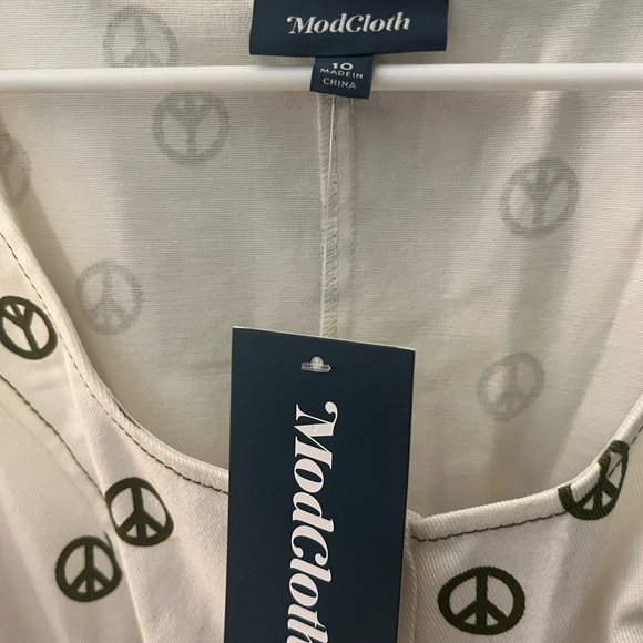 NWT Modcloth Peace Sign Sleeveless Mini Button Up Dress - Picture 5 of 6